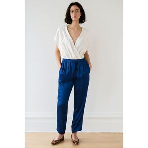 XIRENA Blue Satin Straight Lounge Pants Trousers   Women's Size Small